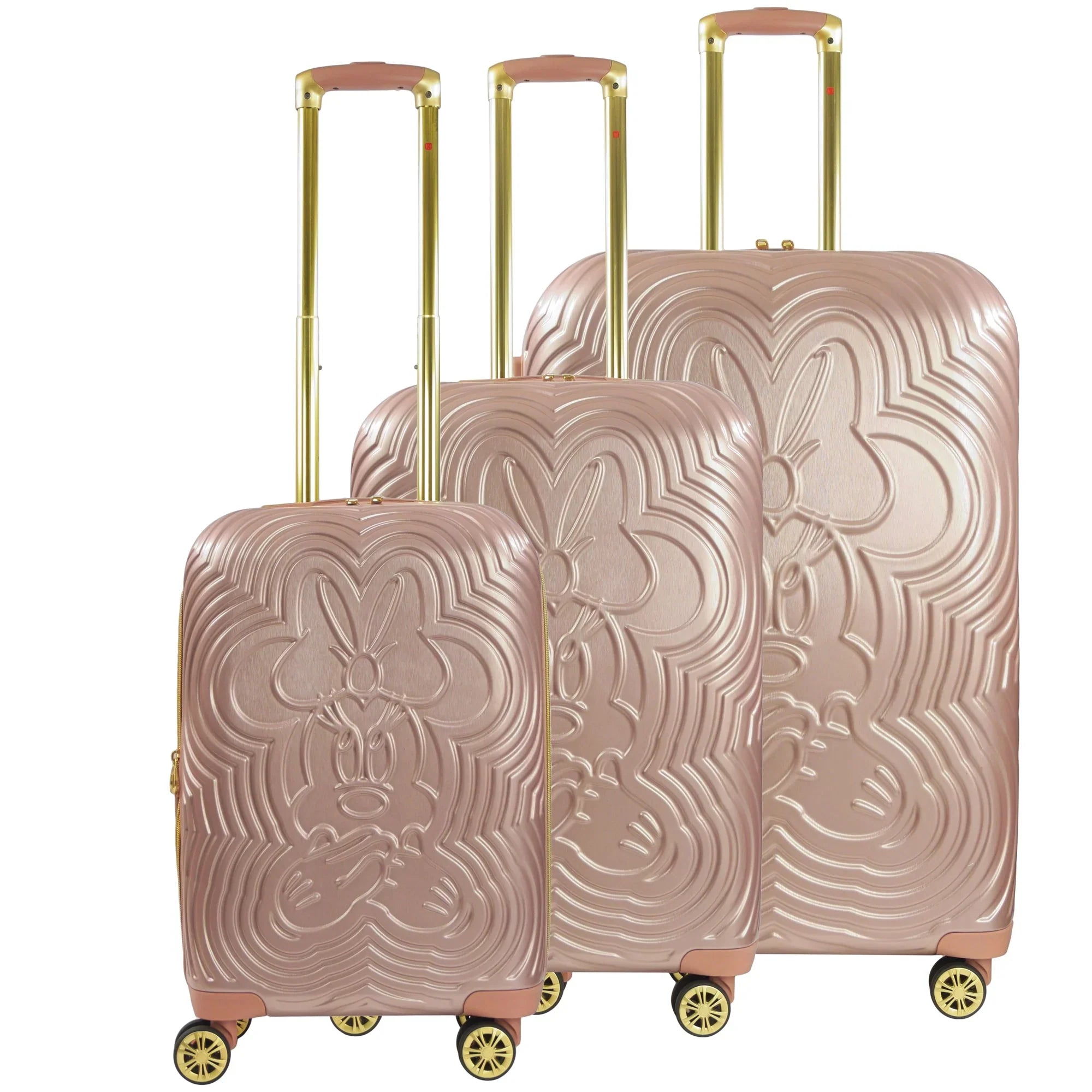 Inch, 25 Gold with Disney 3 Suitcase Rolling Minnie 21, Rose Hardshell Molded and Piece Wheels, 29 Mouse Set, Luggage