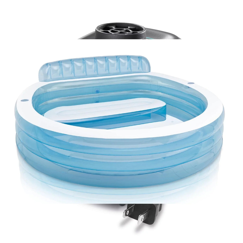 Intex Air Pump 7.08'x 120V w/ Electric 30" Built Pool & Family Lounge Bench In