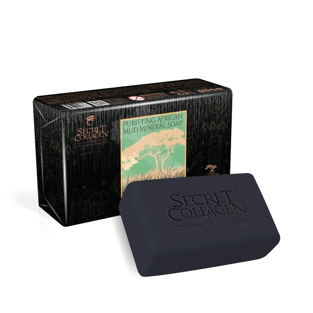Mud Loose with Butter Arms, Neck Secret Legs, 4 Firming Smoothens Pack Collagen Black and Belly, Thighs, Tones African - Formula Shea - Soap Cellulite 175g and