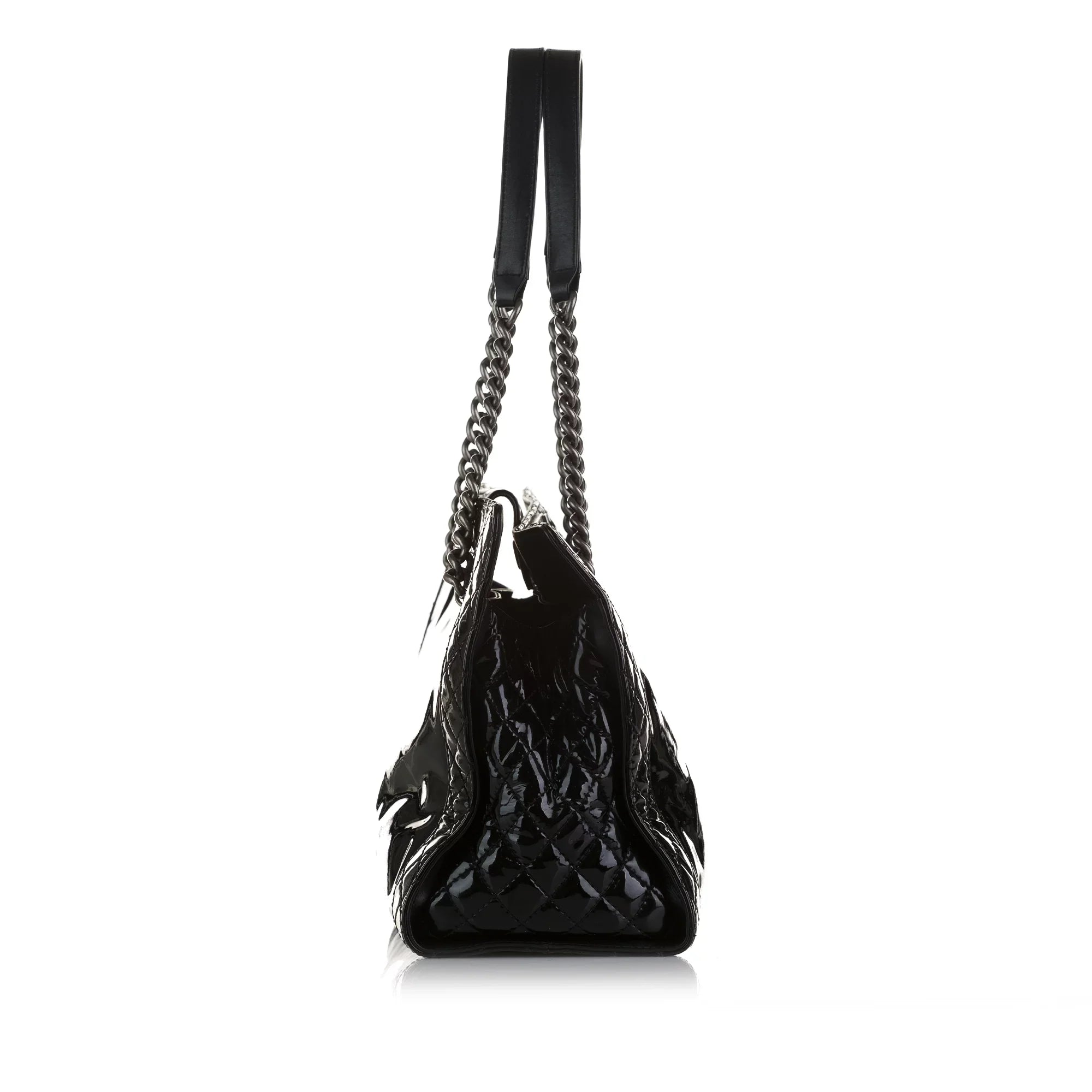 Patent Pre-Owned Black Leather Tote Authenticated Tote Bag Unisex Chanel (Good) Boy Reverso Shopping