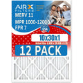 USA MPR Furnace 1200 Comparable Filters 12 WICKED MPR MERV FPR FILTERS AIRX of Rating, to - Filter Air 1000, 7 10x30x1 11 Pack Made in & CLEAN AIR. by
