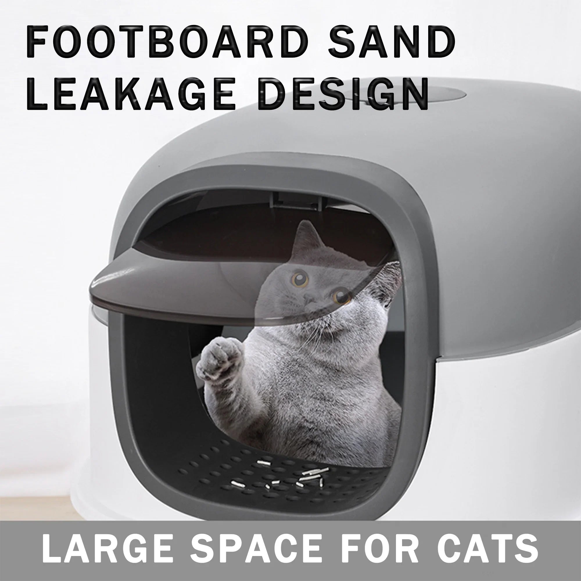 Litter Litter Cat Control,Jumbo Enclosed Hooded,Gray,Door EOIVSH Smelly Box,Pets Cat Large Isolate Boxes,Odor
