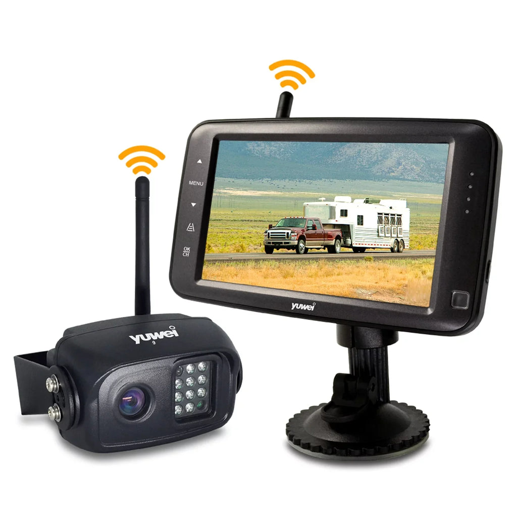 Backup Full Yuwei Wireless System with Digital RVs 5-inch Monitor Color Camera for Trailer, WirelessCam5