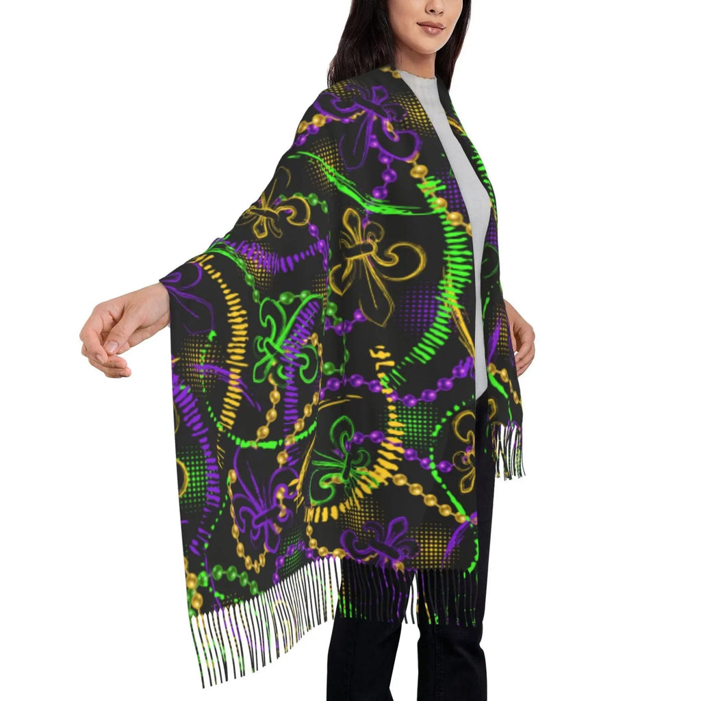 Warm Women Gifts- Wrap Soft Winter Gras Mardi Neon Shawl For Scarves Cashmere Scarf Feel Art Bingfone Print Elegant Large