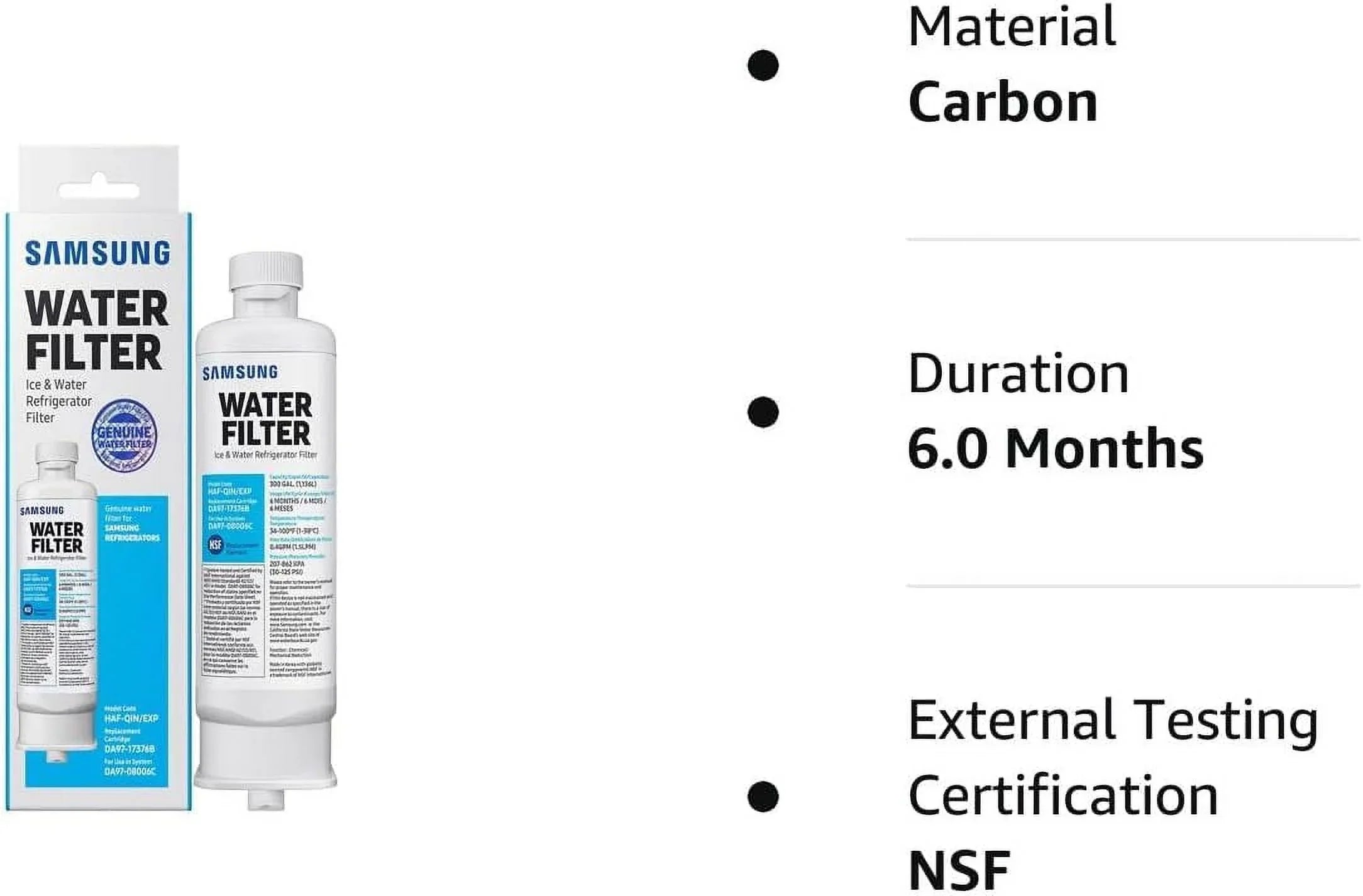 8 RF23M8070SG of HAF-QIN/EXP Refrigerator DA97-17376B Filter Water DA9717376B Pack HAF-QIN,