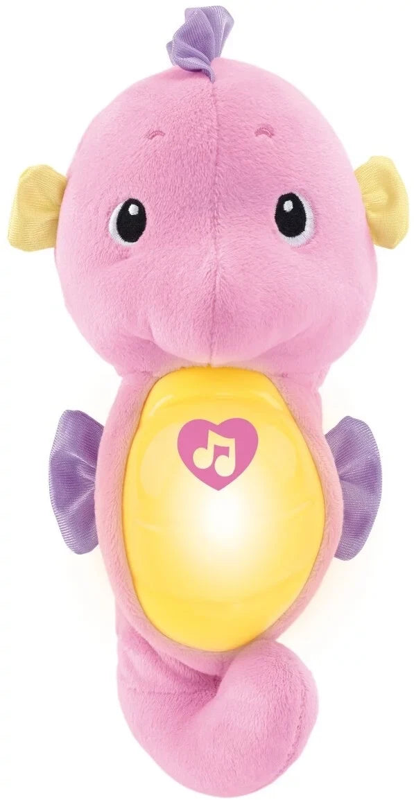 Pink Glow Fisher-Price Plush with Seahorse, Lights for & Ocean and Sounds Toy Soothe Baby Music,