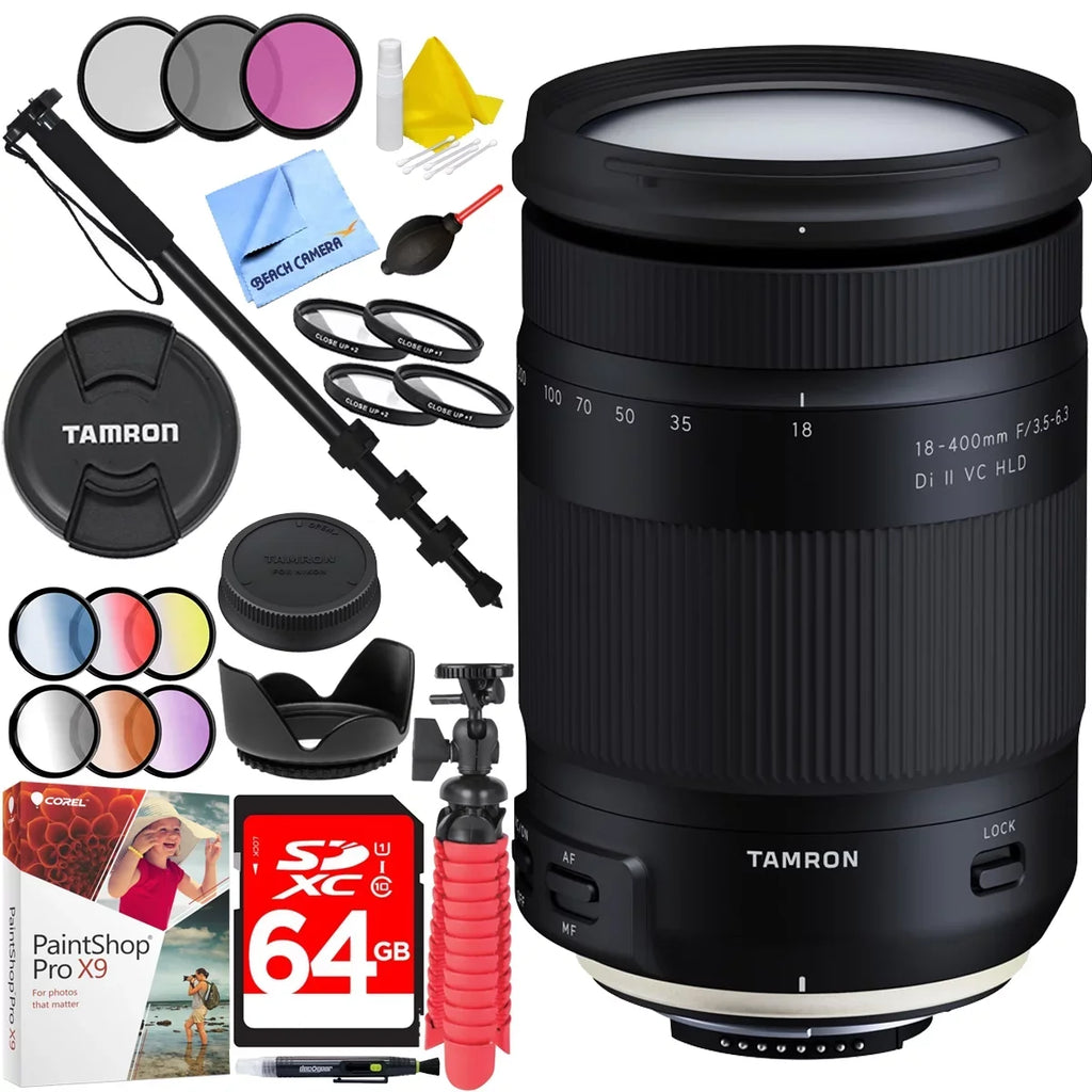 72mm II 18-400mm with Sets Di Bundle for Tamron VC 64GB All-In-One Nikon Lens HLD Accessories f/3.5-6.3 Zoom Filter Plus Mount