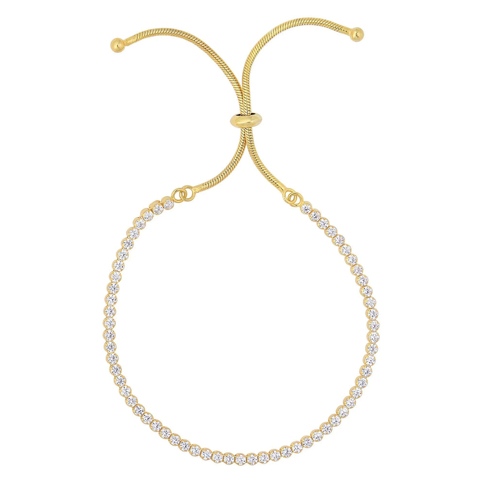 Tennis Chain, Snake String Shiny Draw Finish 9.25 Yellow Bracelet Inches, - JewelStop On Adjustable Silver 4.2gr.