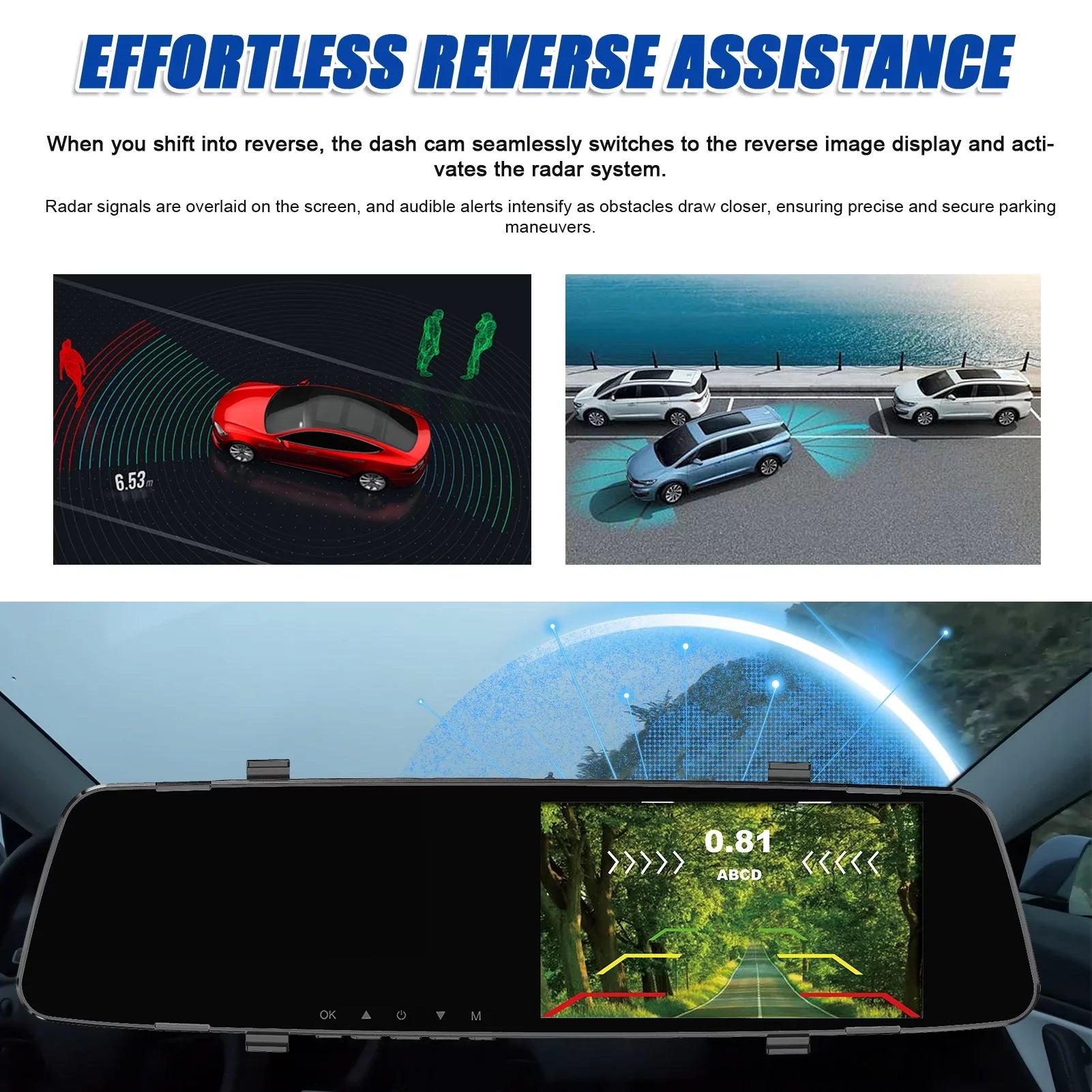 Rear Reverse Radars 4.3 Cam Screen Dazzduo Rear DVR 4.3 Camera,Camera Reverse Dual Inch Camera Radars Rear Reco Dash Dash 1080P Radars 4 Support Dash Dash Dual Rear Screen Inch Inch Camera