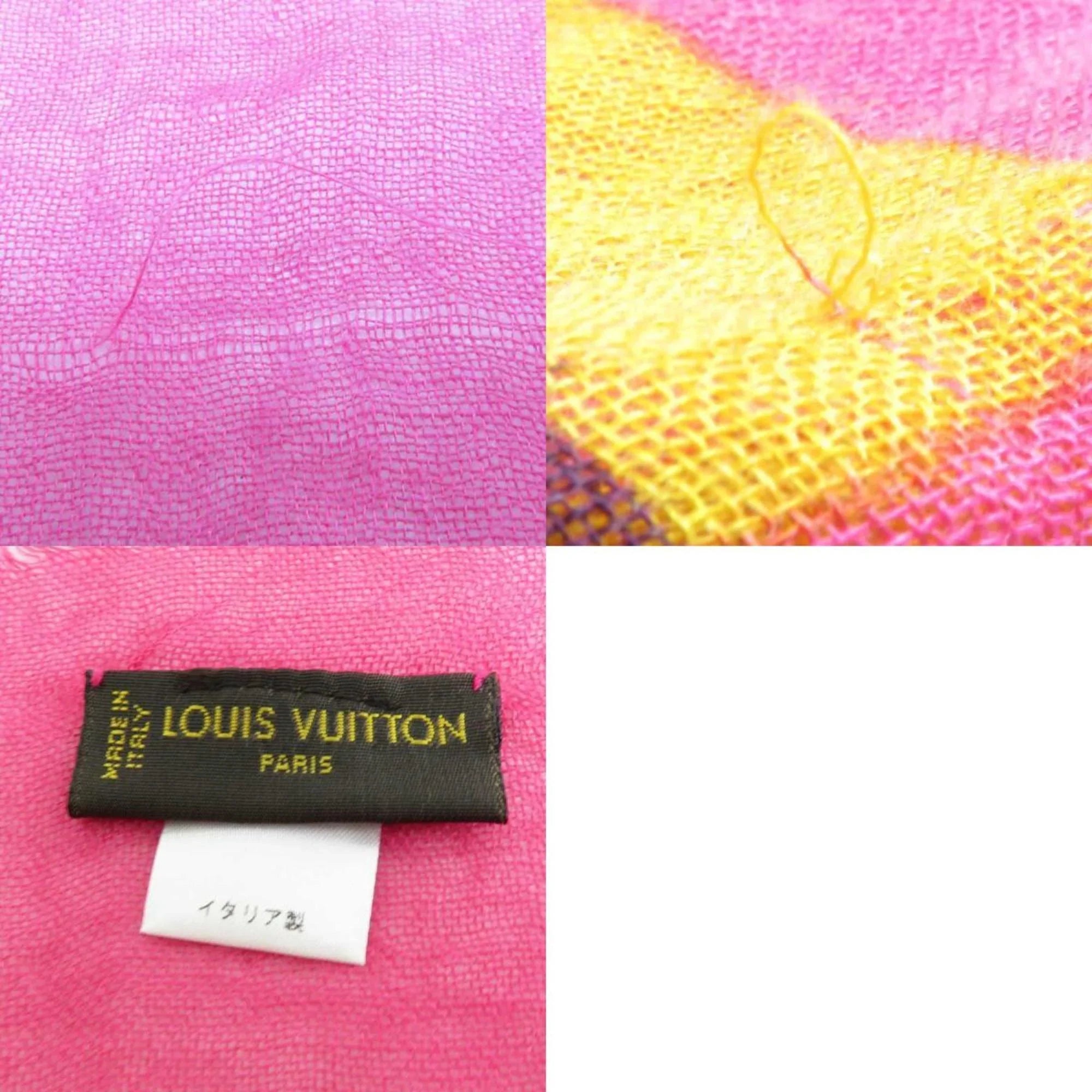 Pre-Owned Louis LOUIS VUITTON Cashmere/Silk Vuitton (Good) Pink/Multicolor e58449a Shawl Women's