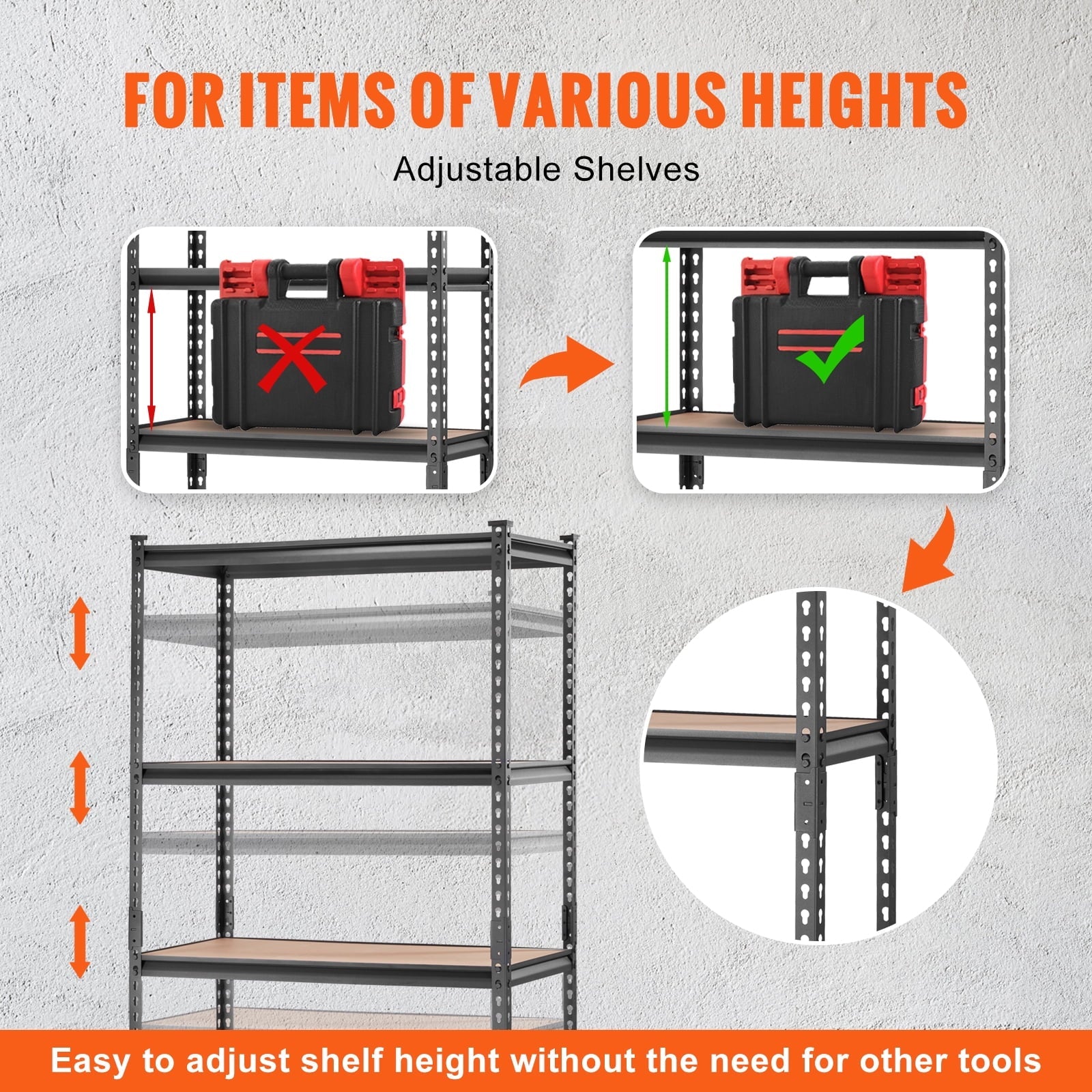 Garage lbs 2000 Storage Load Shelving BENTISM Adjustable 5-Tier Unit Rack Storage