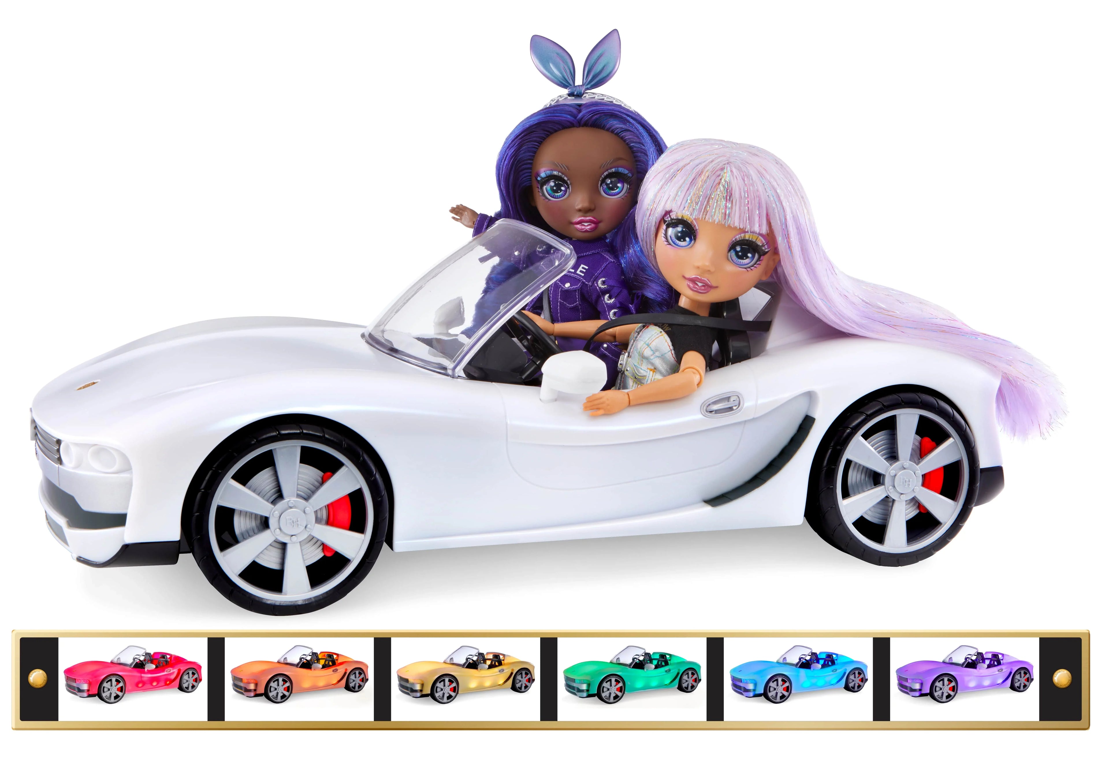 Great 6-12+ Color Change Dolls- Light-Up, - Ages Gift Girls Convertible 8-In-1 Multicolor, Car for 2 High Fits Fashion Toy Vehicle, Rainbow