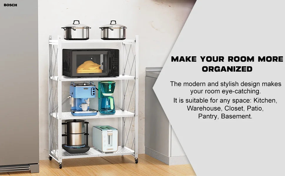 Tier Rack Metal Storage Style Heavy Shelving White QRInnovations Duty 3/4 Modern