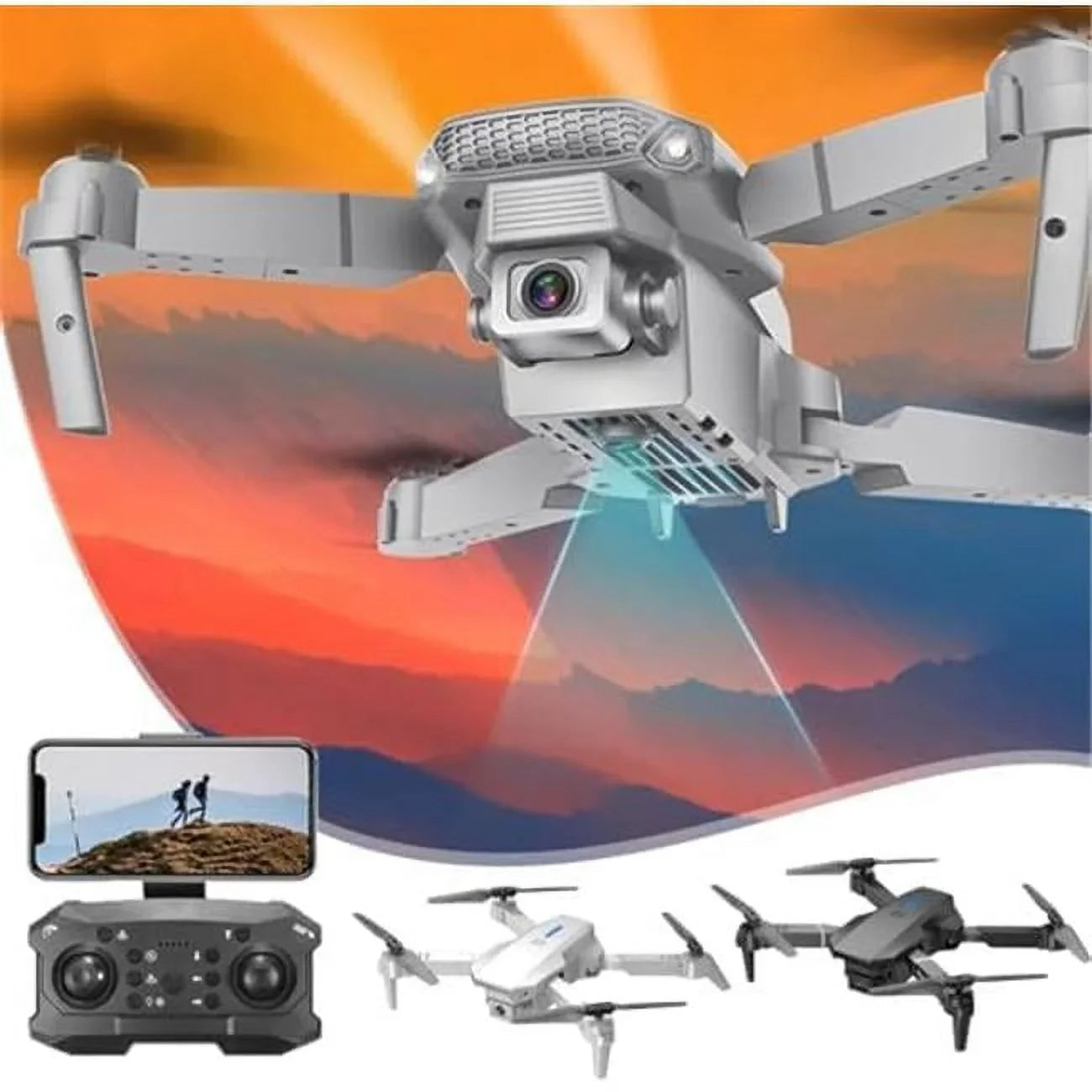 HD Camera UNO1RC Headless Vision for Kids, 1080p Control Mode Start with Camera Dual & Remote Gray Drone Altitude Night Speed Hold FPV Adjustment