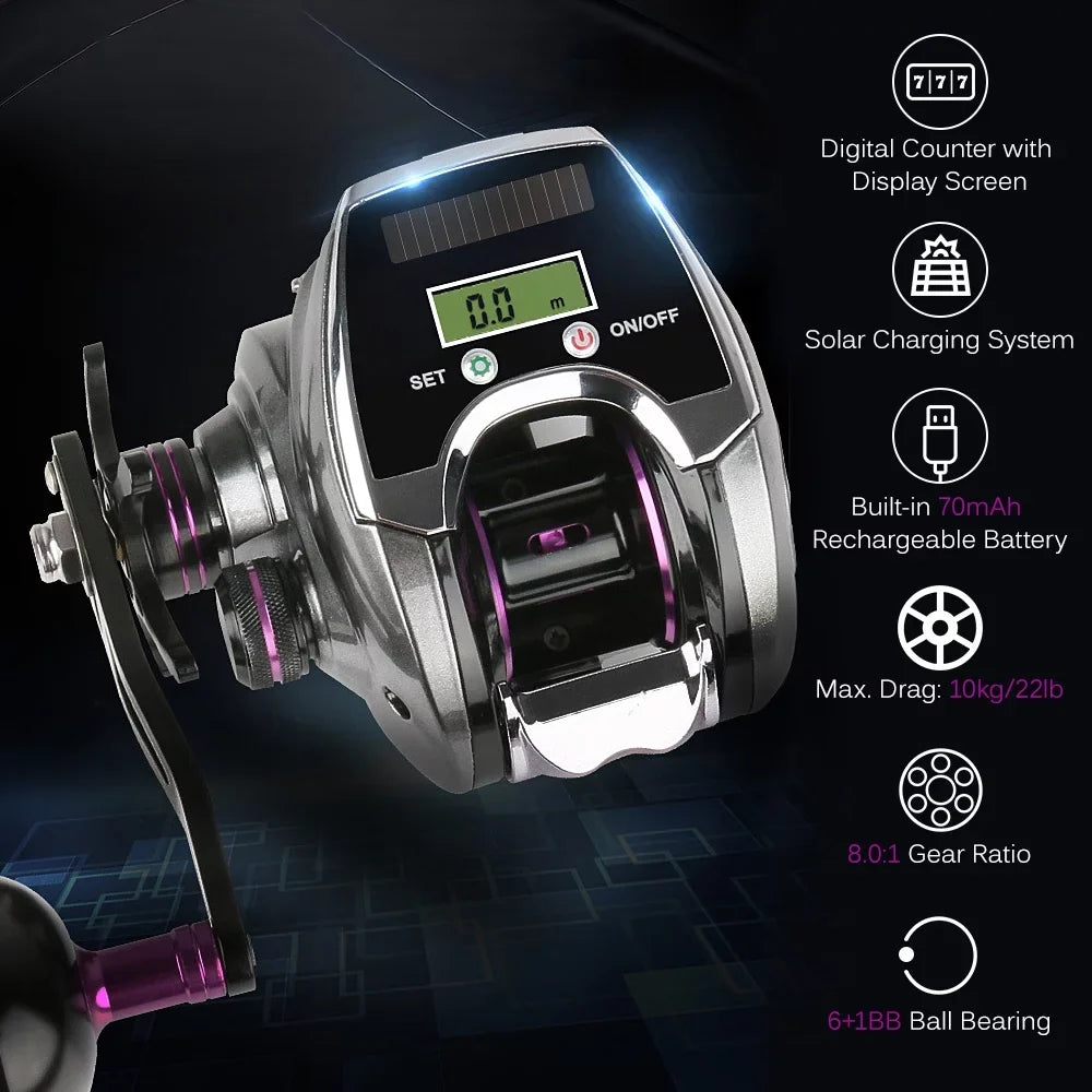 Baitcasting 1 with Fishing Speed 8.0 System Ratio Reel Digital Charging High OWSOO Display for Sun