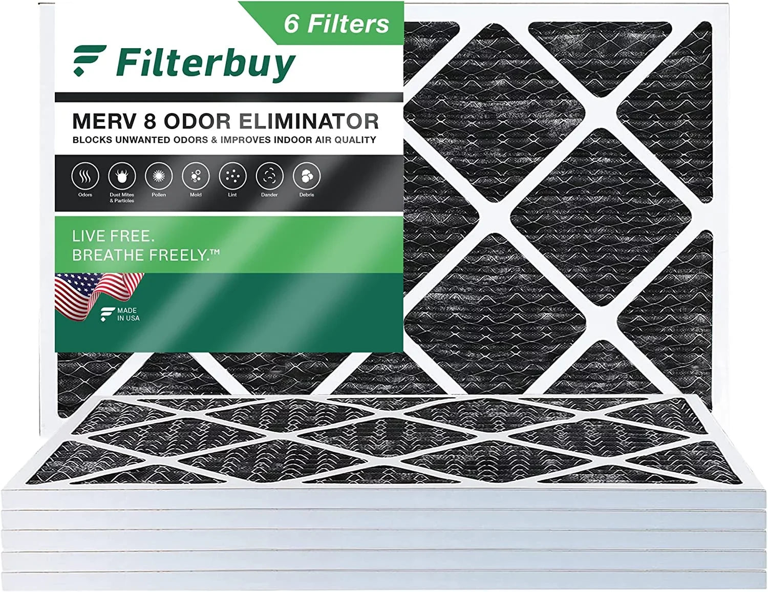 with MERV Eliminator 16x25x1 HVAC (6-Pack) Activated 8 Filterbuy AC Pleated Air Filters Odor Carbon Furnace