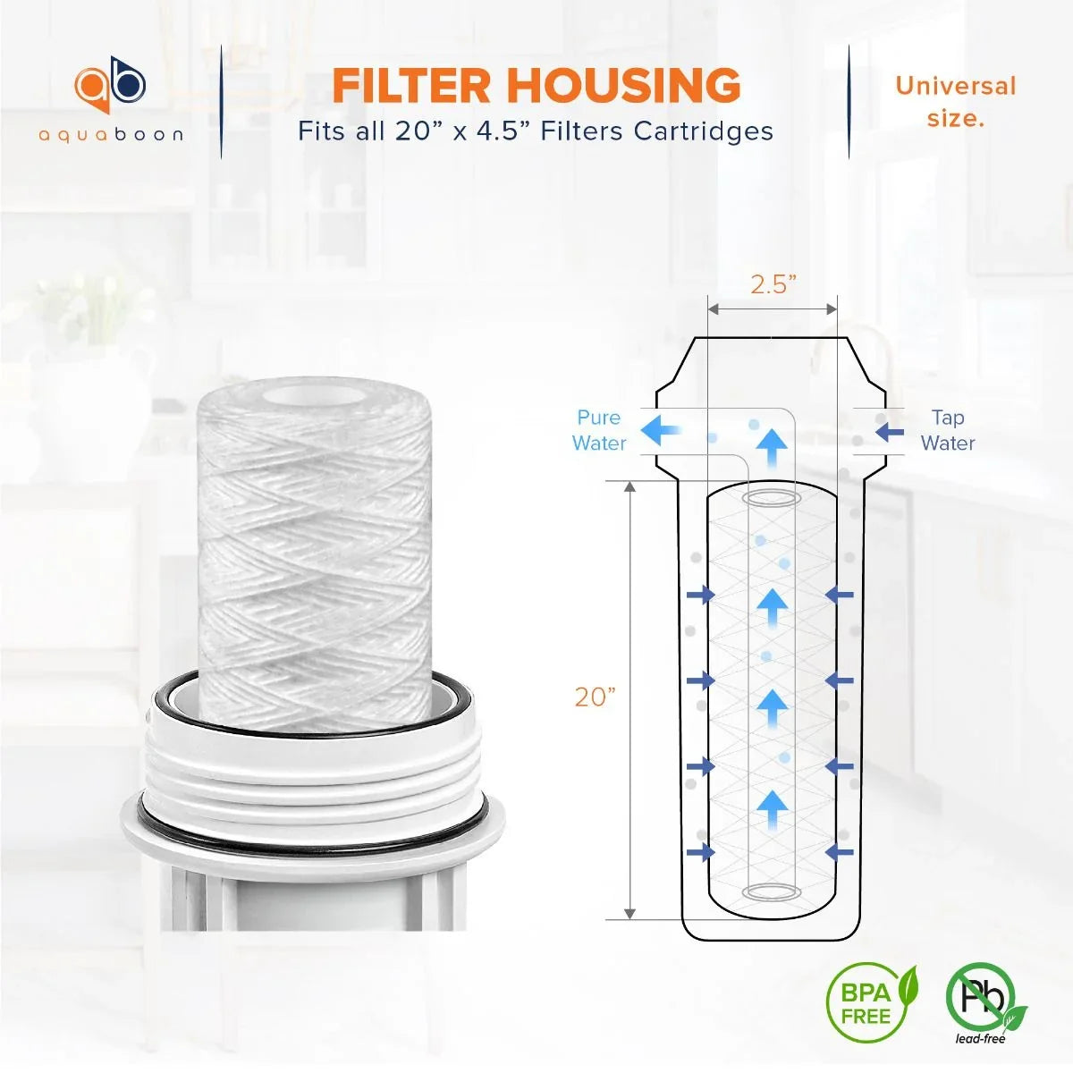 Cartridge 20 | 2.5" 5 inch PD-5-20, Water RO | Micron 6-Pack Unit 20" x AP110-2C, Universal Wound Any Replacement Filter for String Sediment 101-230, Compatible Aquaboon P5-20, CFS124-C20, with