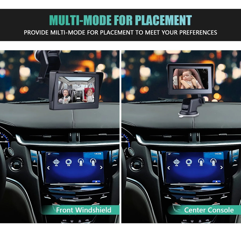 Night Vision 4.3 Crystal Car Baby Mirror View Clear Inch ammoon Camera, Monitor, 1080P Wide