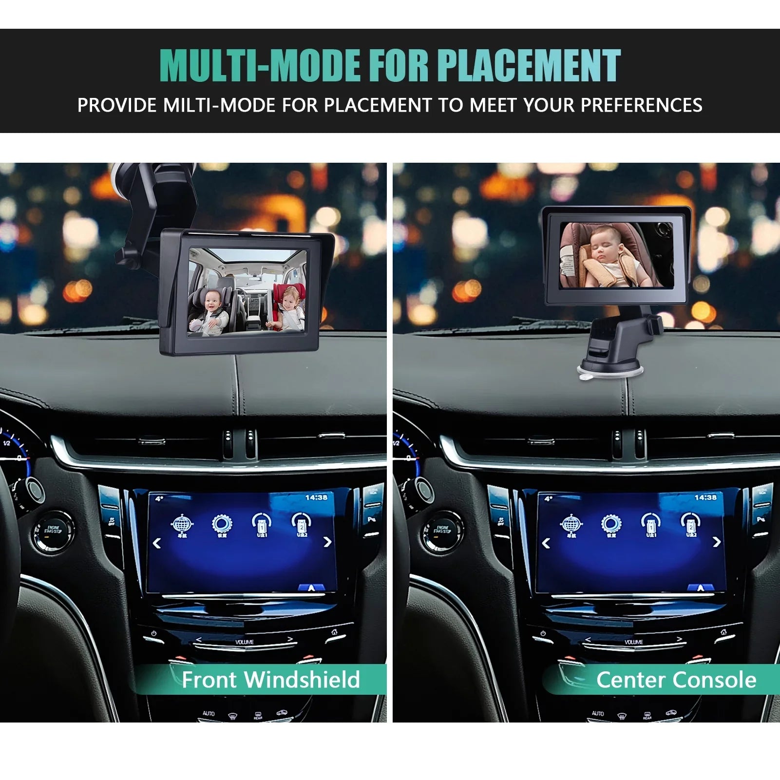 Night Vision 4.3 Crystal Car Baby Mirror View Clear Inch ammoon Camera, Monitor, 1080P Wide