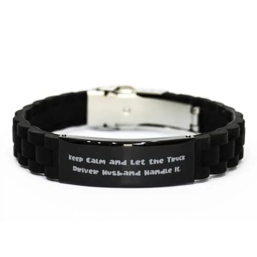 Driver. Keep Bracelet, Clasp amangny Black Inappropriate The Glidelock and Truck Engraved Bracelet Husband for Husband Let Calm Husband,