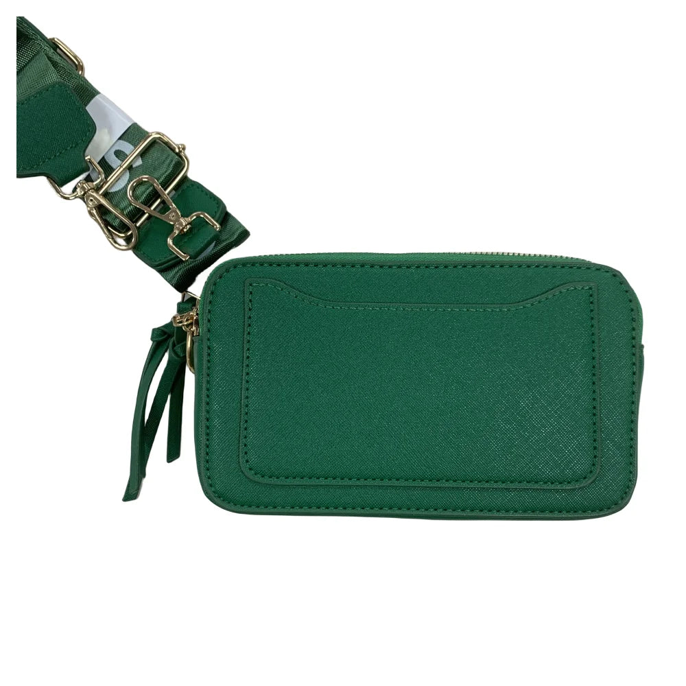 Snapshot Black Bag Strap body with Women's Cross Chain Leather Logo