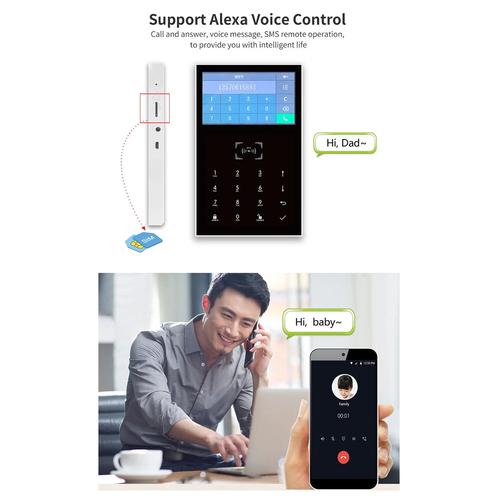 Carevas Smart System DIY Wireless All Screen GSM WIFI RFID Touch USB Life Home Smart Burglar APP