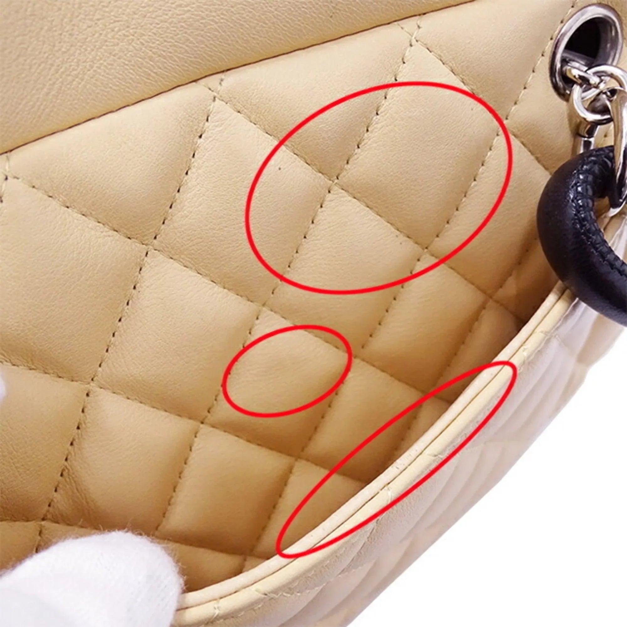 Lambskin Beige CHANEL Women's Handbag (Fair) Cambon Bag Pre-Owned Black