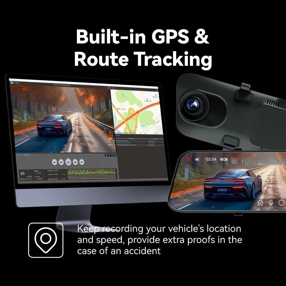 and Camera 12'' Rear Rear BSD,2160P Pro Cam, Mirror View Dash Pelsee Assistant 32GB Control,Night P12 Card w/ADAS Front Camera,Voice Mirror 4K Memory Vision,Parking Driving Monitoring,Free Smart and