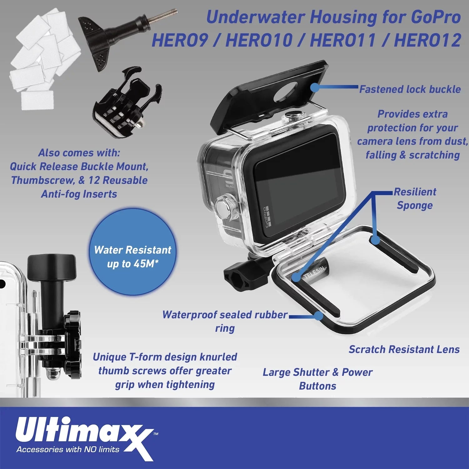 Memory Premium microSD (30pc Underwater 12 - Bundle Card, Much More LED & Includes: 64GB Hero Extreme GoPro Bundle) Ultimaxx Light Replacement Battery, 40M