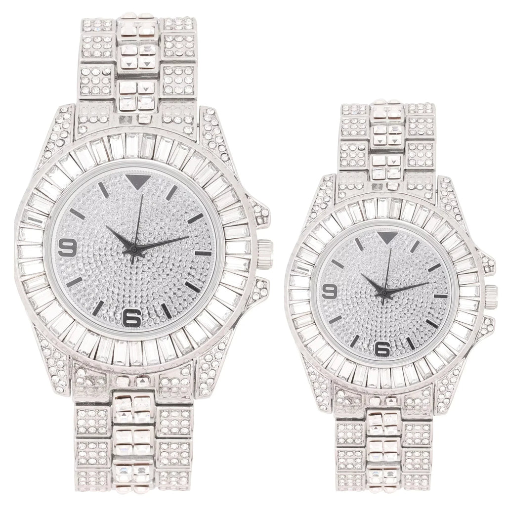 Matching Hers Today's Point Queen - Set on - Out (ST10372Slv Hop ST10327ML Power Couple Perfect for Hip Bling'ed His and Watch and Silver) His/Hers King
