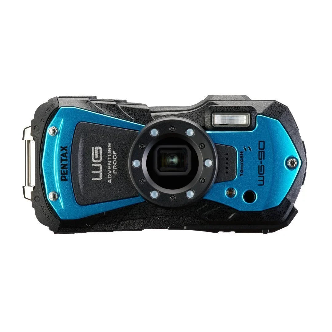 with (Blue) Card and Cleaning Bundle Accessory PENTAX 64GB Memory Kit Bag Compact WG-90 Camera