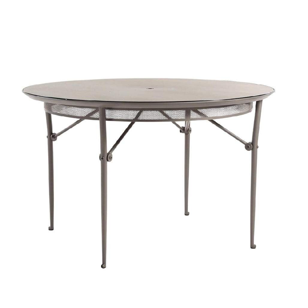 Ronde metalen tuintafel met gaasontwerp en verstelbare poten