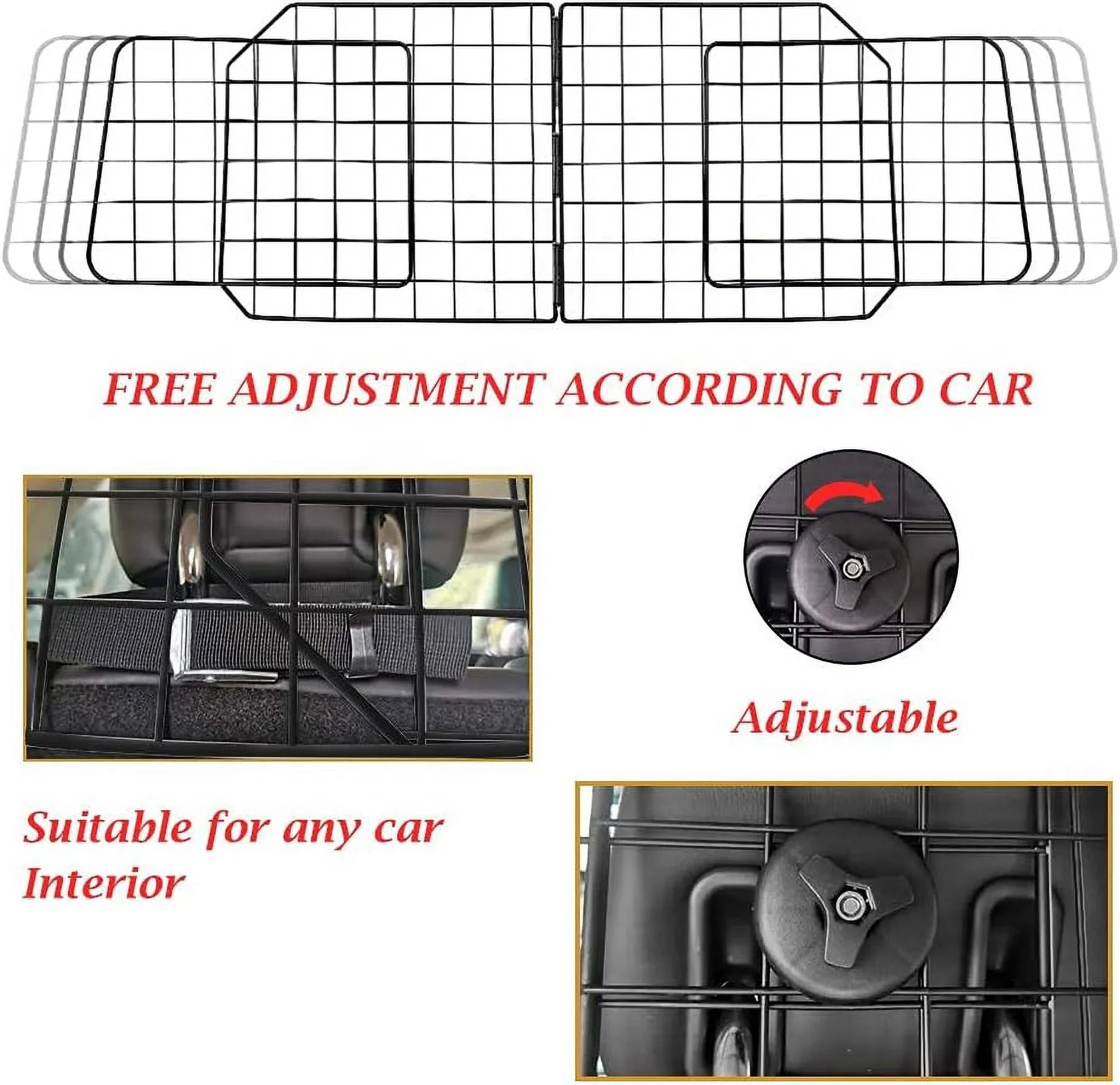 Dividers Wire Front Seat Pet Barrier Adjustable Cars in Barriers—Heavy Travel Vehicles, Cars Mesh Car with Black—Safety SUV, for Fence Duty Dog