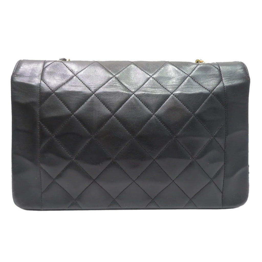 Diana Matelasse Women's Pre-Owned Men's Chain (Fair) Lambskin Shoulder CHANEL Bag Chanel Black