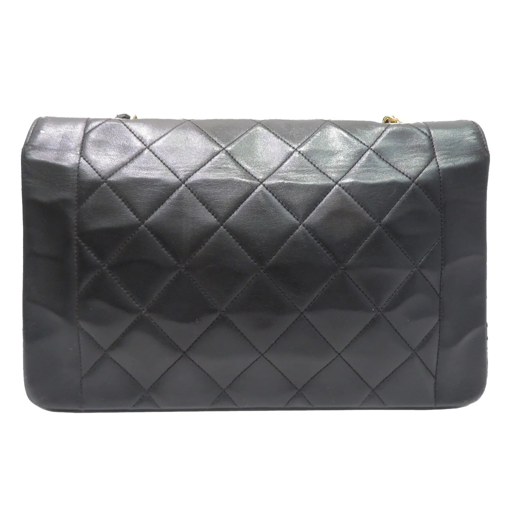 Diana Matelasse Women's Pre-Owned Men's Chain (Fair) Lambskin Shoulder CHANEL Bag Chanel Black