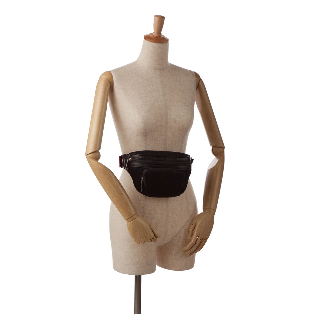 Fabric Unisex Authenticated (Good) Pre-Owned Pocket Black Bag Knit Neoprene FF Perforated Belt Fendi Vitello Grace
