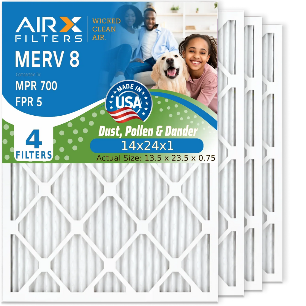 14x24x1 Air Filters FPR MPR Filter USA Pleated Comparable Pack Premium WICKED 14x24x1 8 Conditioner FILTERS by Furnace Filter MERV 5 & HVAC AIR. CLEAN Electrostatic to AC Air AIRX 4 Made 700