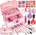 Makeup Girls, Gift, for Non-Toxic Birthday Toys Safe Kit Olds Girls Set, Pink Set Makeup Christmas for Year 24Pcs & Makeup Cosmetic Kids Kids Makeup Washable Toddler 3-12 Frozen Real