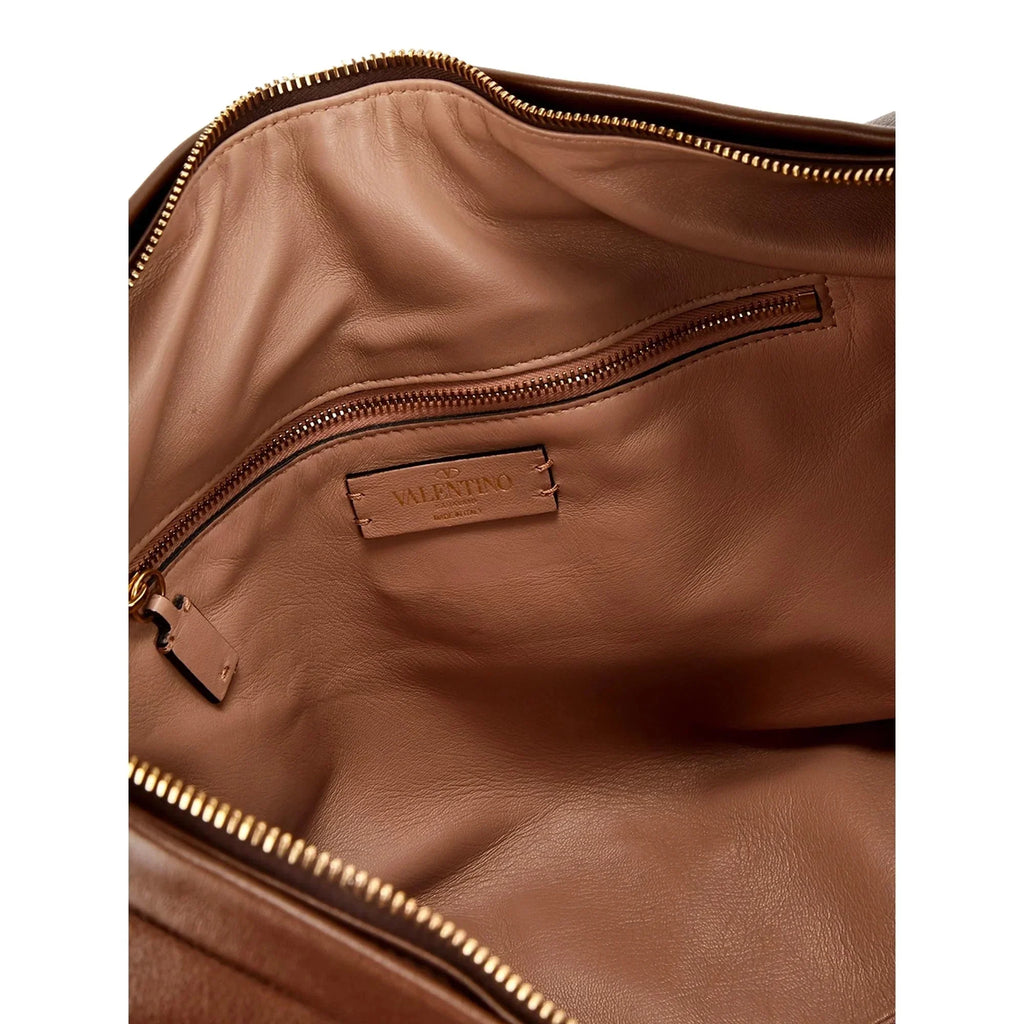 Garavani Brown Roman Twisted Bag Valentino Shoulder Stud Leather