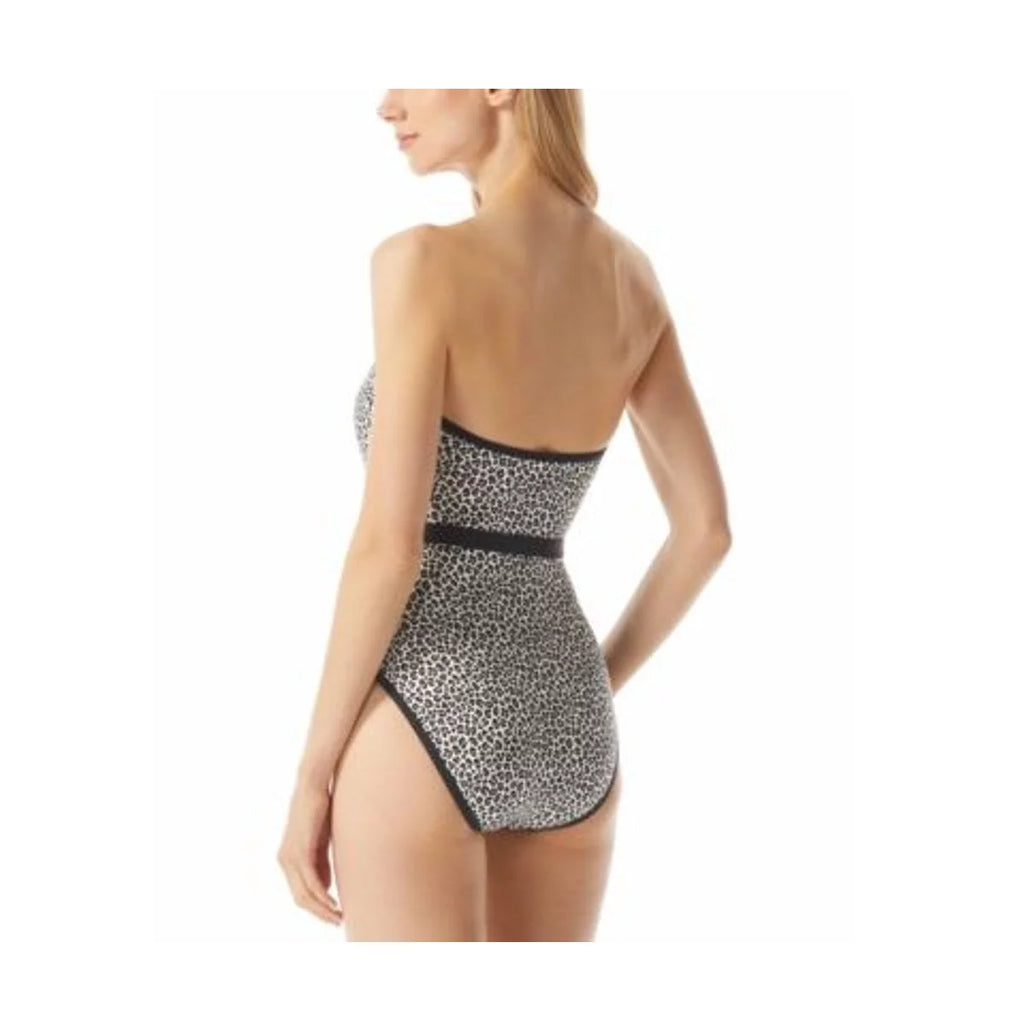 Swimsuit Women's Michael Printed Bandeau One-Piece 10 Kors Black Logo-Belt Size