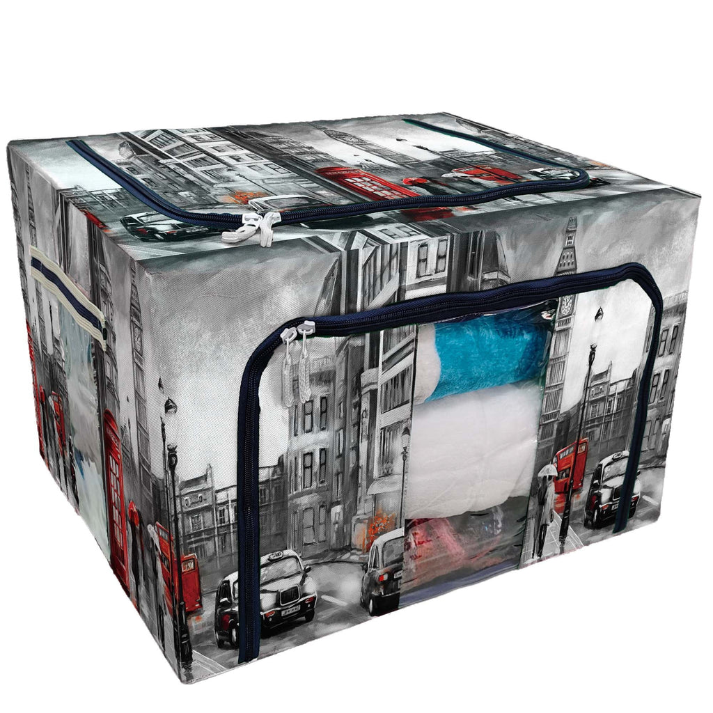 Bag road For Boxes Storage bus Metal red England Capacity Window car Clear Steel Foldable Large Big Organizer ECZJNT With ben Frame Bins Storage umbrella telephone london Stackable Clothes,Closets