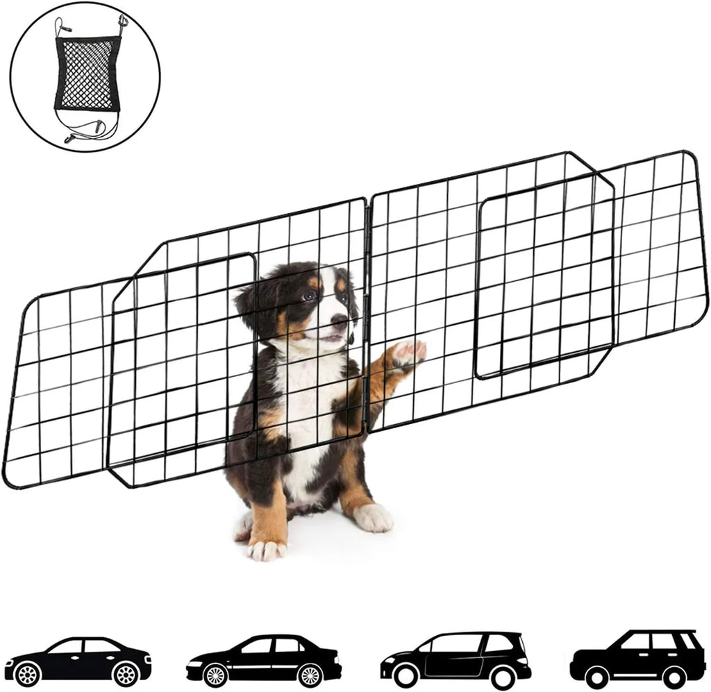 Dividers Wire Front Seat Pet Barrier Adjustable Cars in Barriers—Heavy Travel Vehicles, Cars Mesh Car with Black—Safety SUV, for Fence Duty Dog