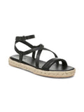 Espadrille Black M 9 Womens VINCE. Toe Smith Round Strappy Ankle Shoes Adjustable Strap