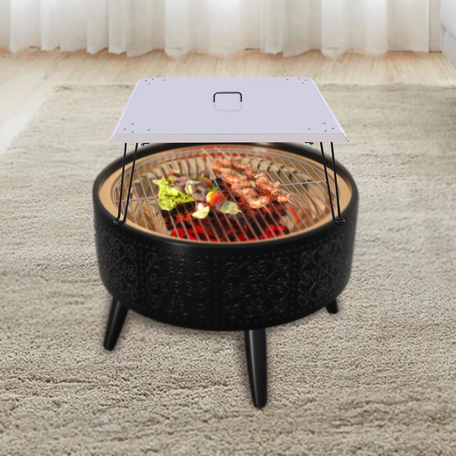 Fire Fire Pit Heat Pit Burner Deflector-Turn Cover Heater Patio into a 30"x30"