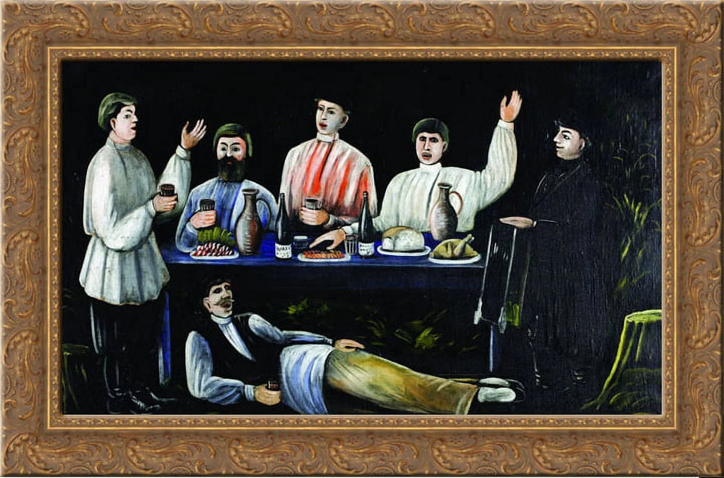 Pirosmani, Niko by Art Framed Canvas Wood Carousing 24x19 Ornate Molokani Gold