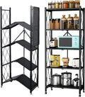 Metal Shelves, 65" Garage 14" shelf Shelving D Collapsible Metal Heavy 28" 5-Shelf Foldable on W Bakers Wire, x x H Closet, Duty (5- Units Storage Organizer Rack, Wheels storage) for Kitchen