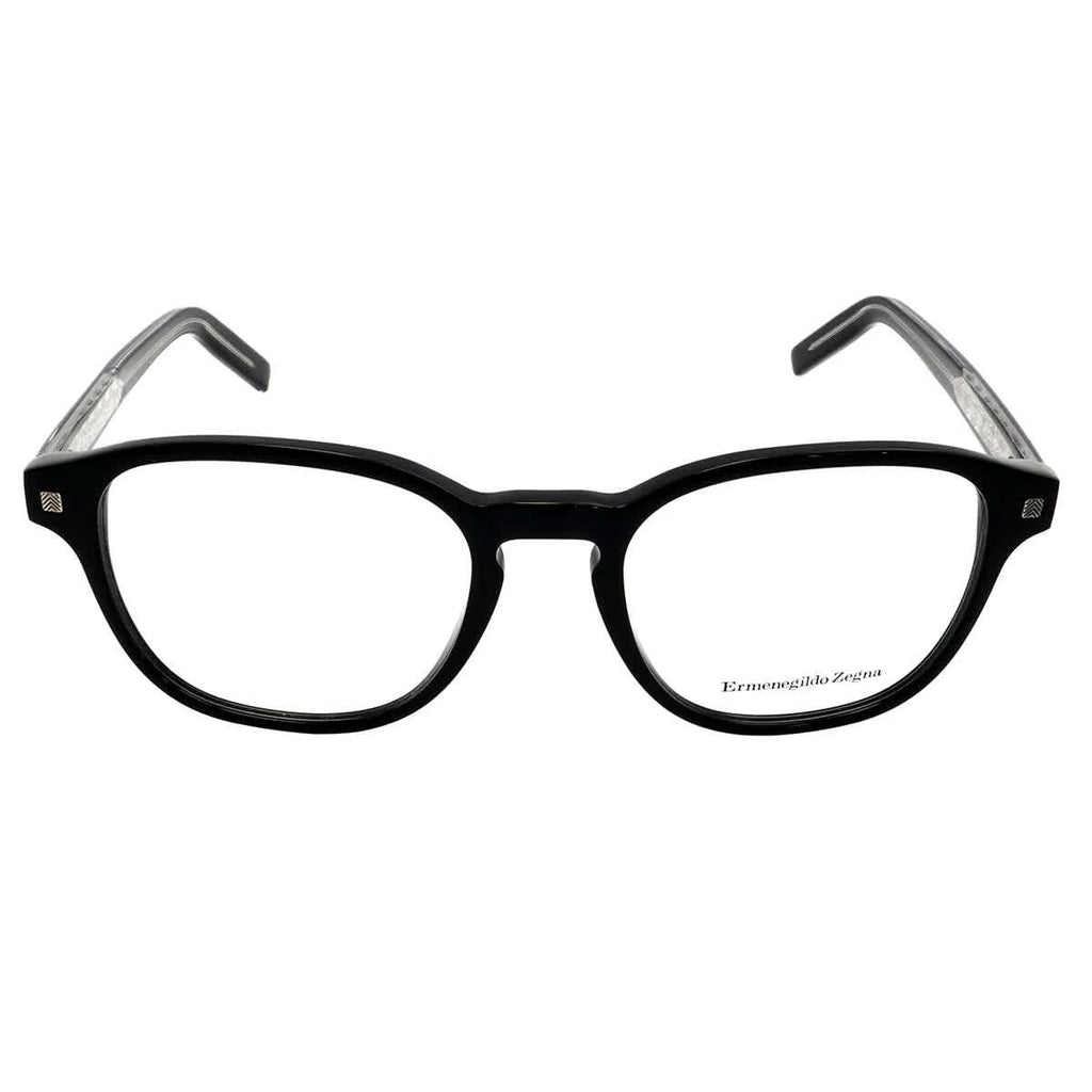 Shiny Crystal Rim and Black/Shiny Round Zegna EZ5169 Full Ermenegildo Eyeglasses Black
