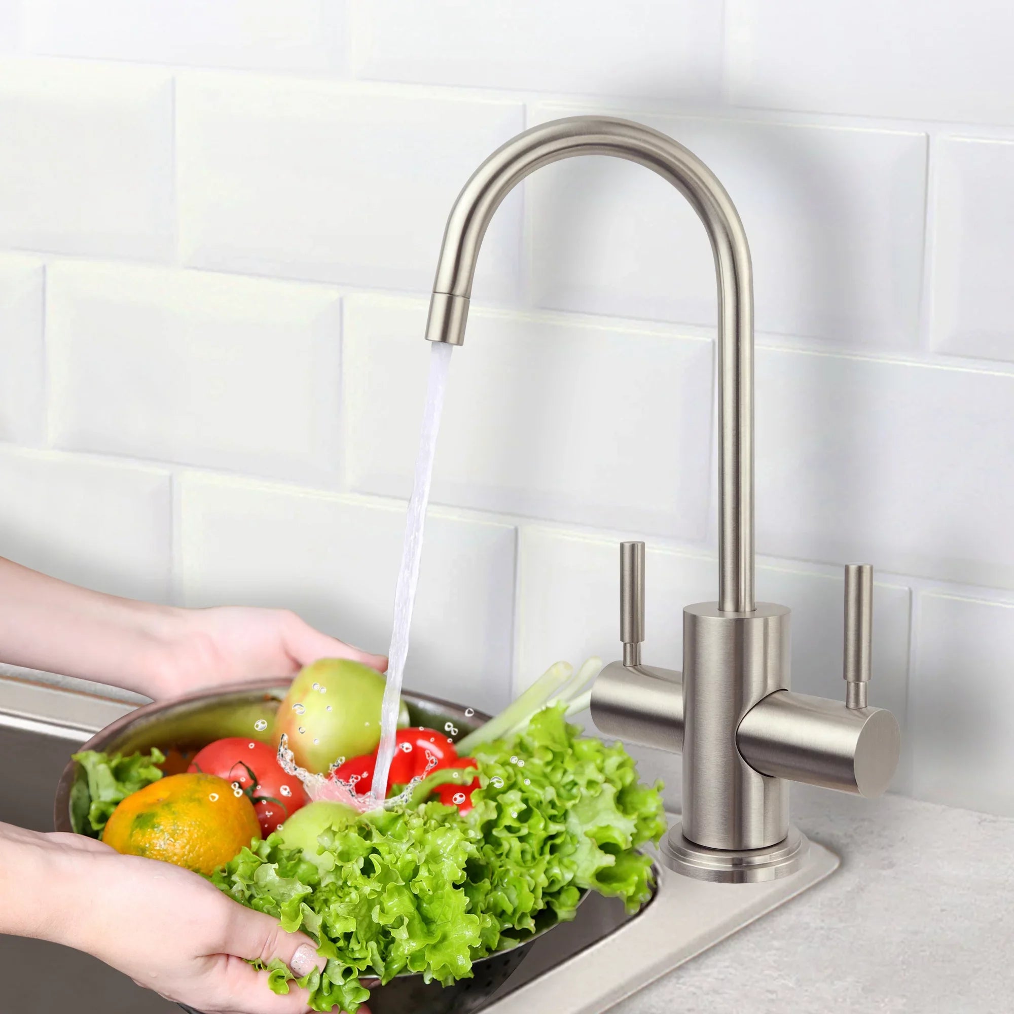 Cold APEC Reverse Instant Water Hot Drinking 2-Handle Westbrook Nickel and in Faucet Osmosis Dispenser Brushed