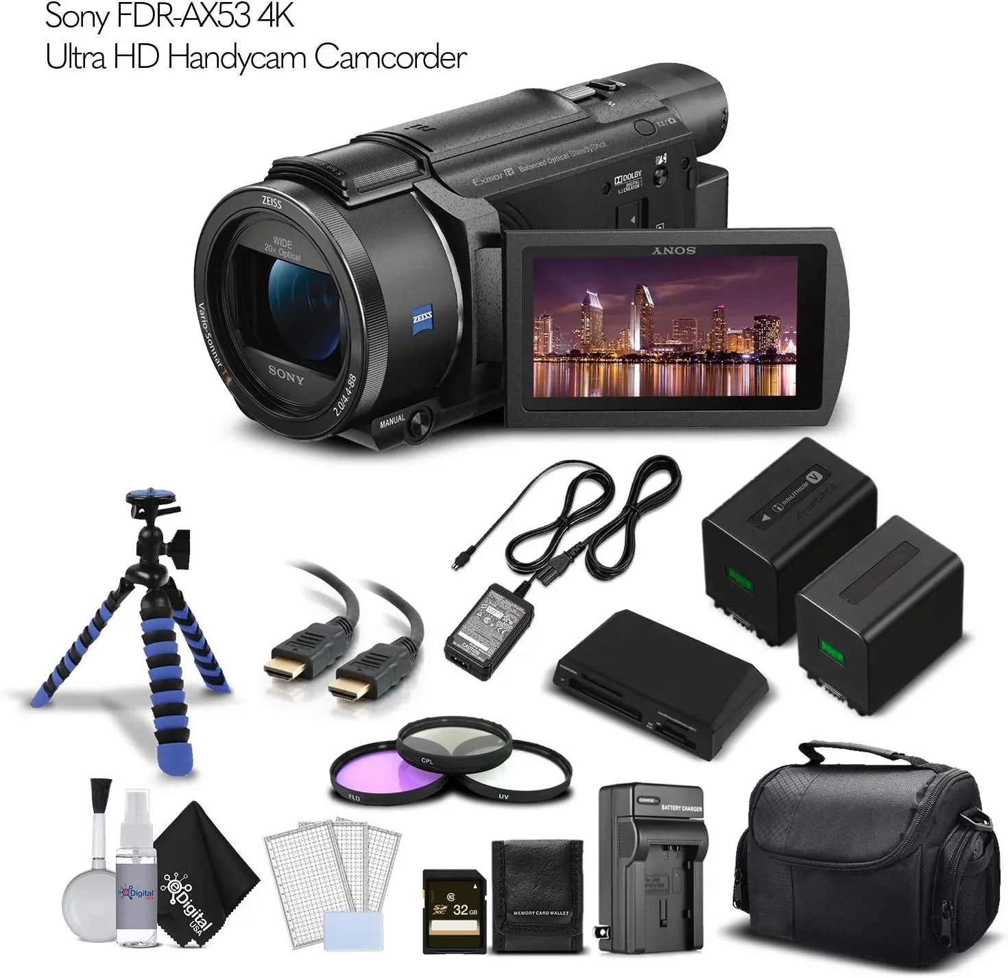 Set Ultra HD Starter Sony Handycam Camcorder - FDR-AX53 4K