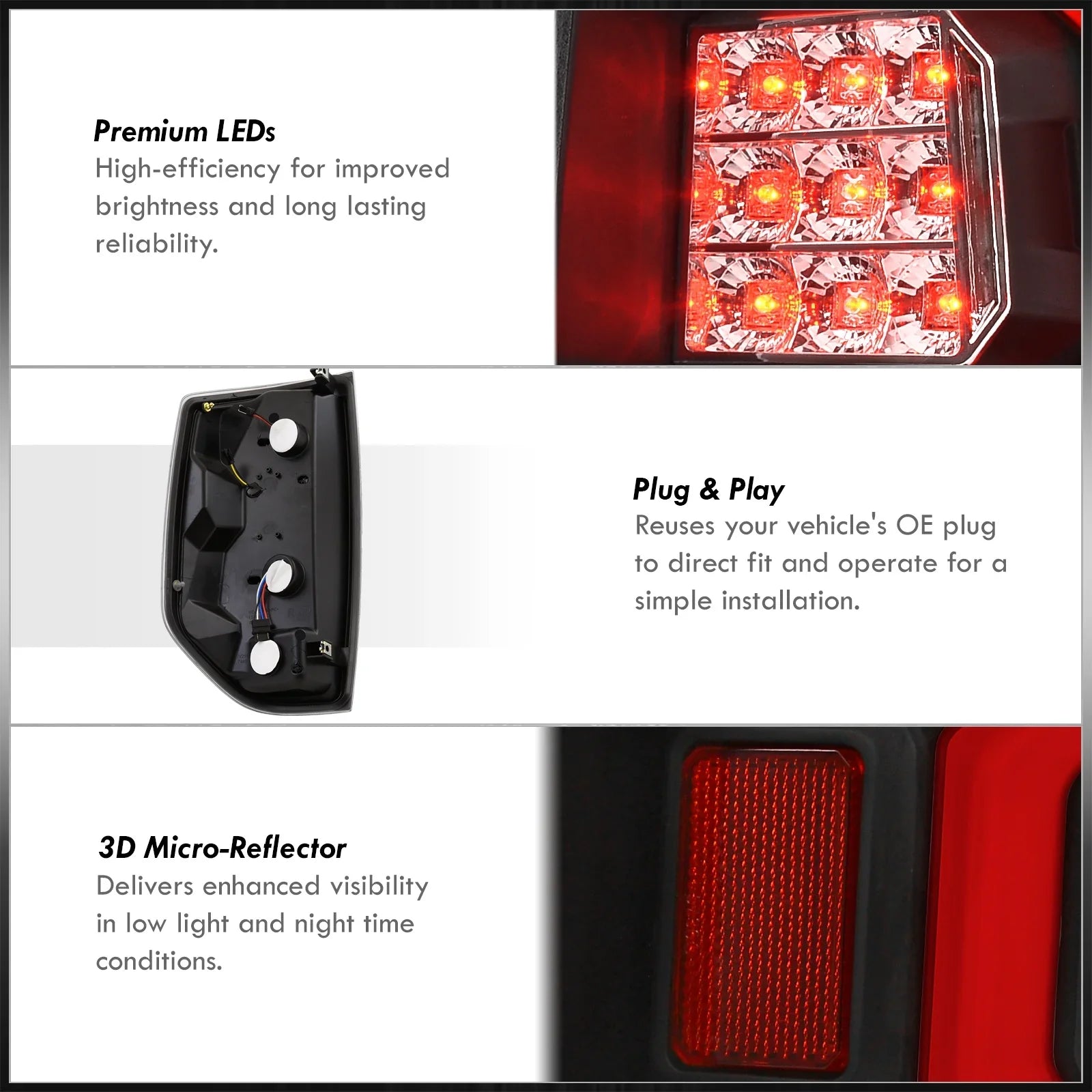 2020 Compatible/Replacement Toyota Signal Distributors Lamps Clear 2021 21 2015 Tundra LED AJP Brake 14 19 15 Lights 2017 Red Stop Pair 2019 Tube For 20 2018 16 17 Housing Tail 18 2014 2016 Lens Black